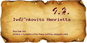 Ivánkovits Henrietta névjegykártya
