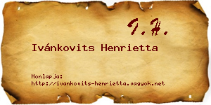 Ivánkovits Henrietta névjegykártya